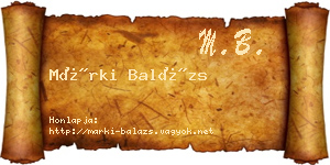 Márki Balázs névjegykártya